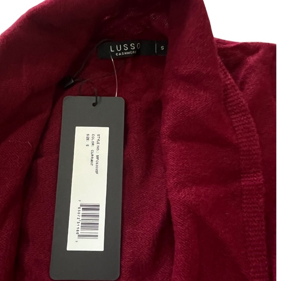 Lusso Burgundy 100% Cashmere Open Front Cardigan Sweater NWT Size Small - Picture 3 of 3